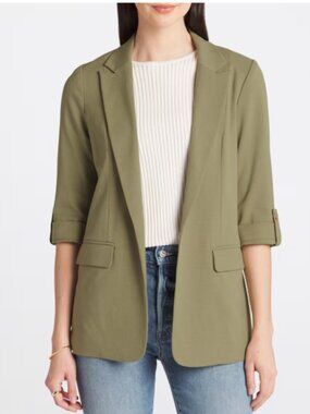 Skies Are Blue Oversized Blazer XL Olive Green | Boyfriend Fit Workwear Chic